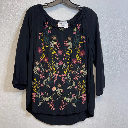 Floral Top 3/4 Sleeve J Jill O, Size Petite Large