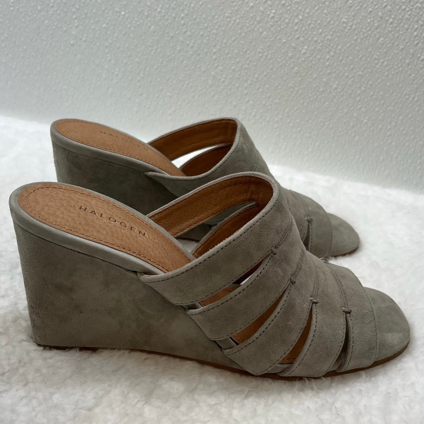 Grey Sandals Heels Block Halogen, Size 6.5