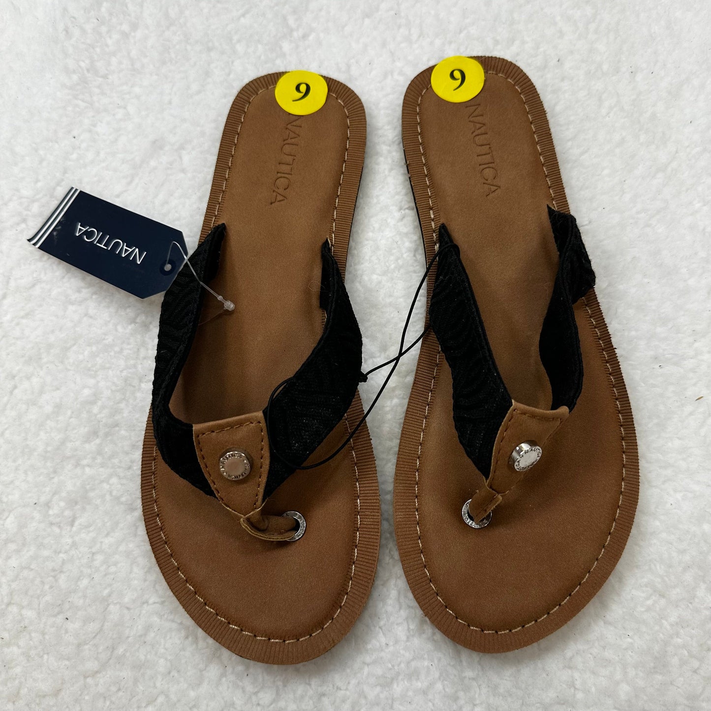Black Sandals Flip Flops Nautica, Size 9