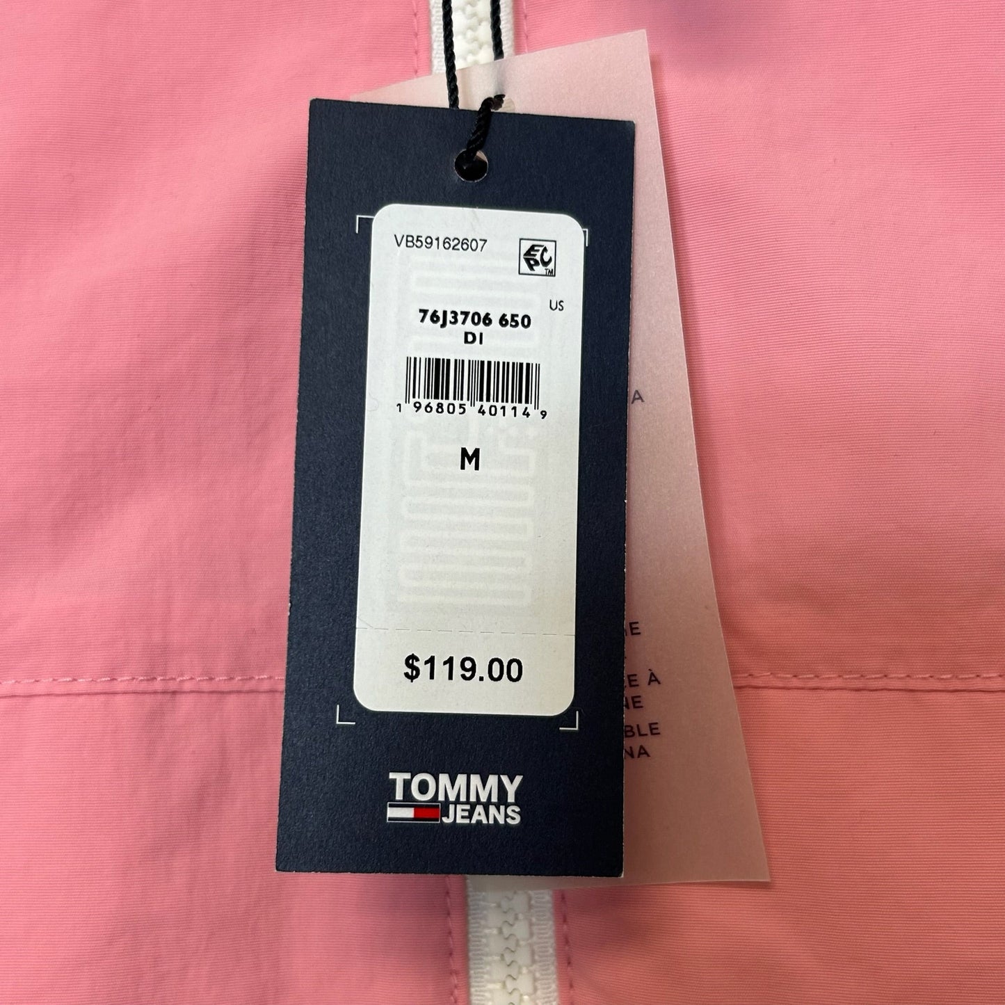 Pink Jacket Windbreaker Tommy Hilfiger O, Size M