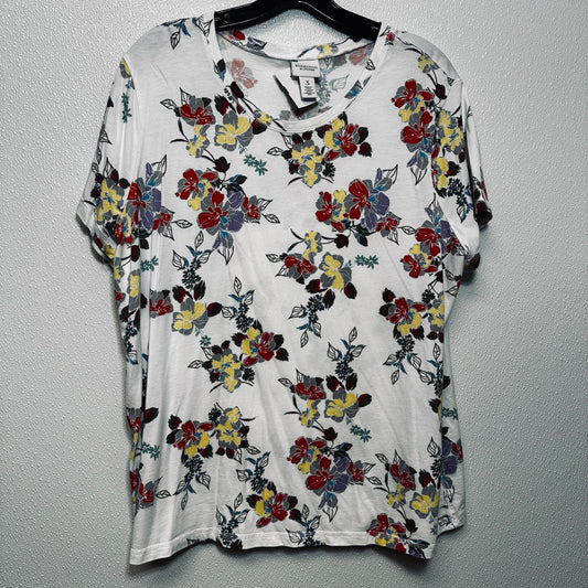 Floral Top Short Sleeve Basic Chicos O, Size Xl