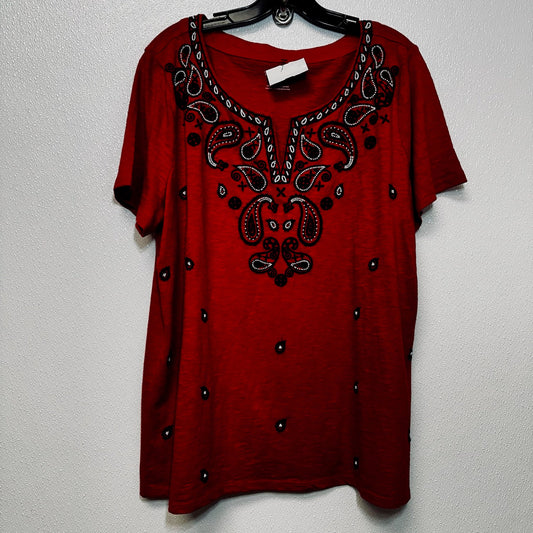 Red Top Short Sleeve Basic Talbots O, Size 1x