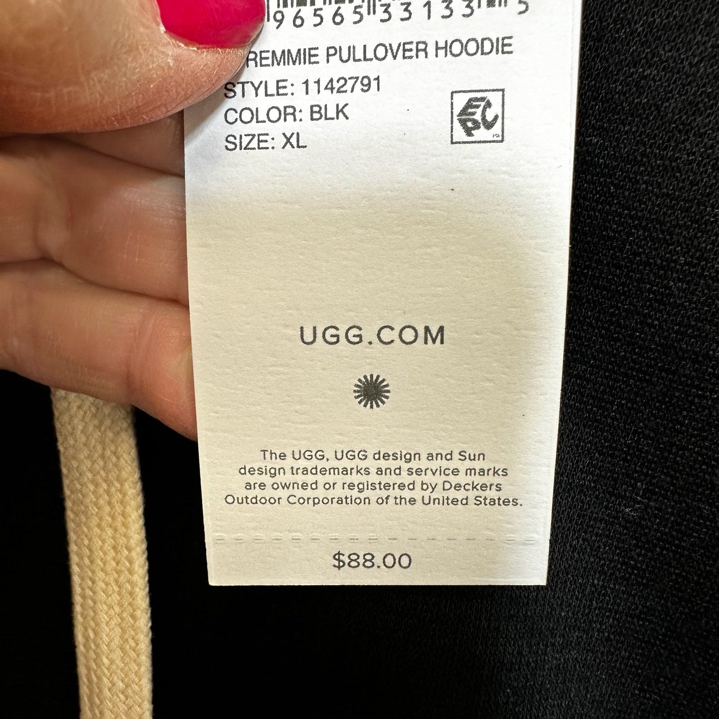 Black Sweatshirt Hoodie Ugg, Size Xl