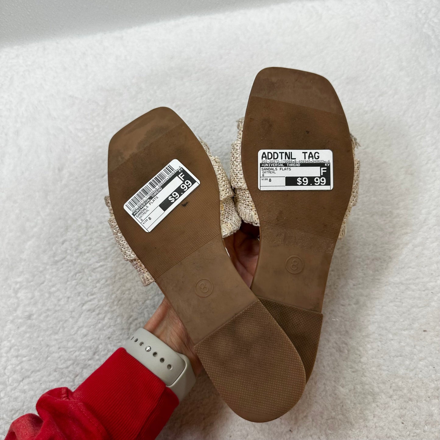 Oatmeal Sandals Flats Universal Thread, Size 8