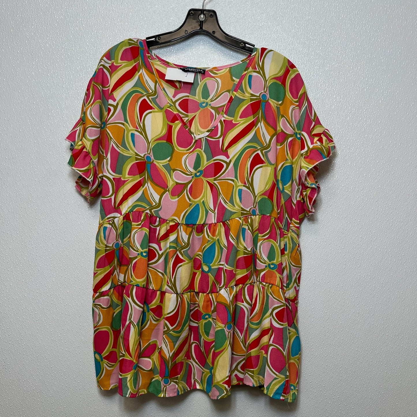 Multi-colored Top Short Sleeve Heimish Usa, Size 1x