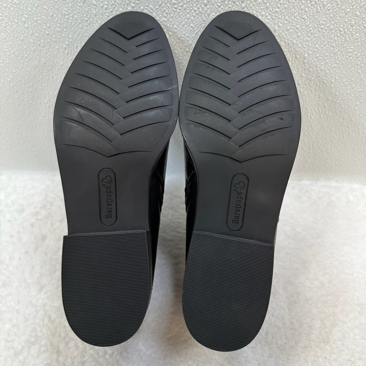 Black Boots Ankle Flats Bare Traps, Size 9.5