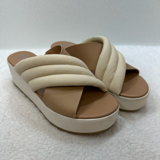 Ivory Sandals Heels Wedge Sorel, Size 8