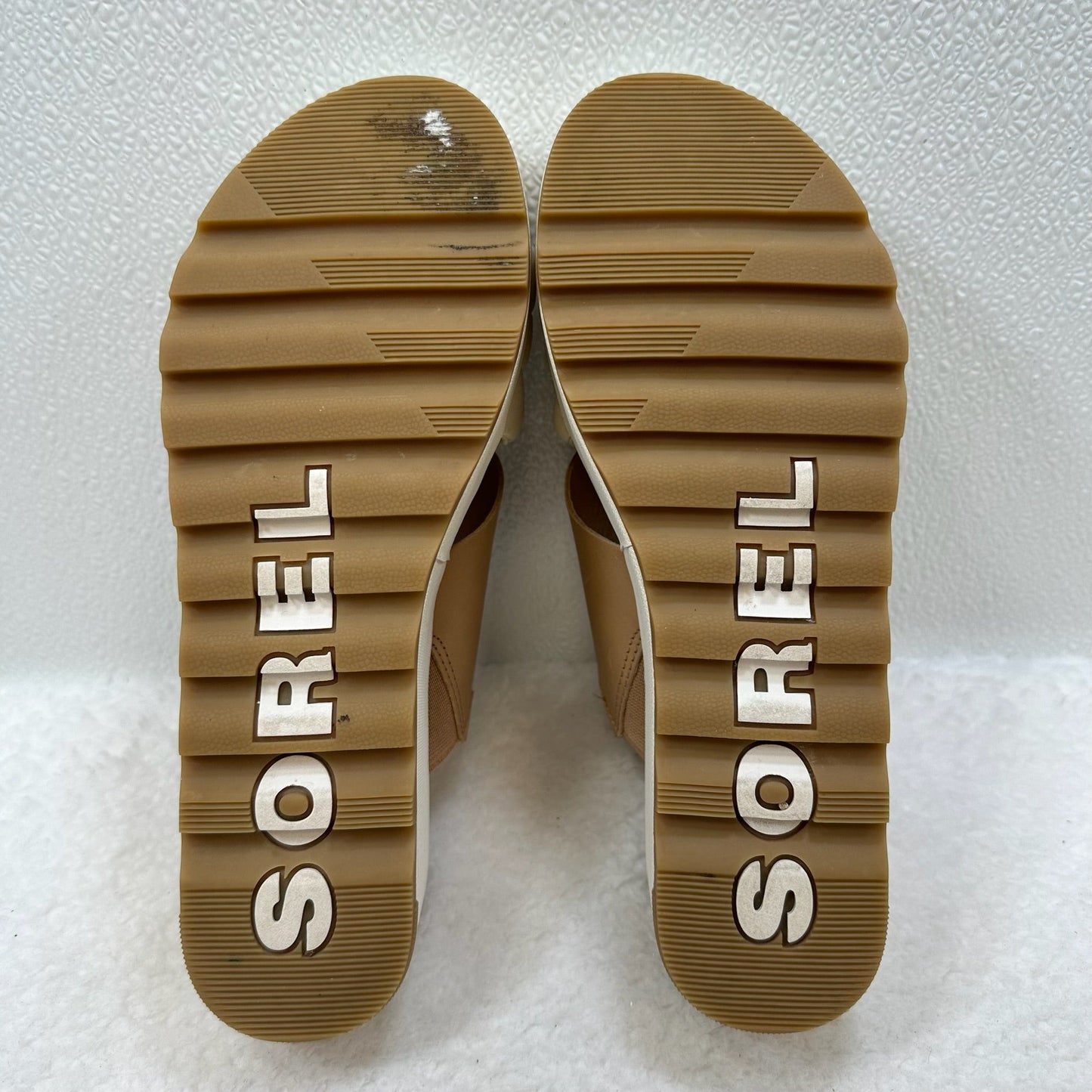 Ivory Sandals Heels Wedge Sorel, Size 8