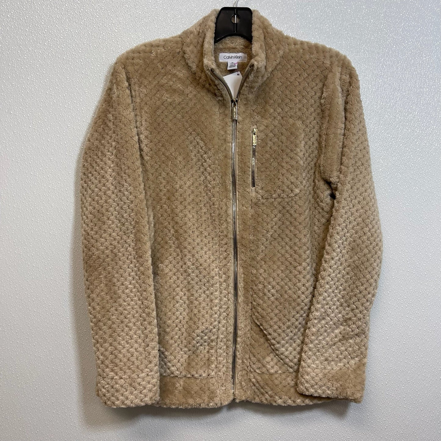 Jacket Fleece By Calvin Klein O In Tan, Size: S