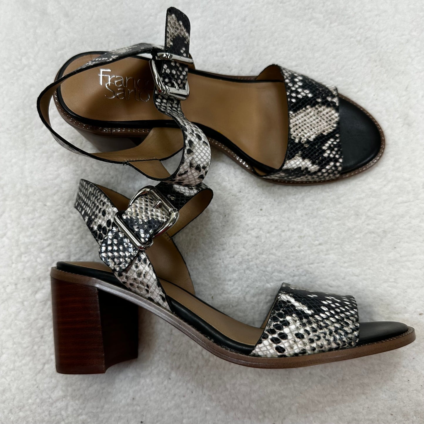 Snakeskin Print Shoes Heels Block Franco Sarto, Size 9