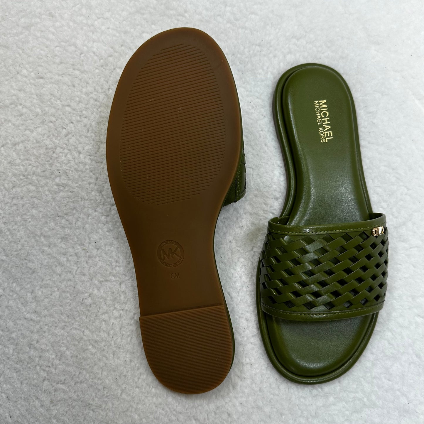 Olive Sandals Flats Michael By Michael Kors, Size 6