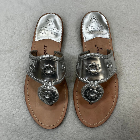 Silver Sandals Flip Flops Jack Rogers, Size 5