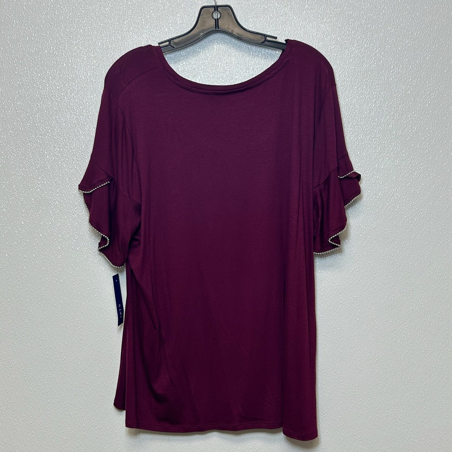 Top Short Sleeve By Apt 9 In Burgundy, Size: Xxl