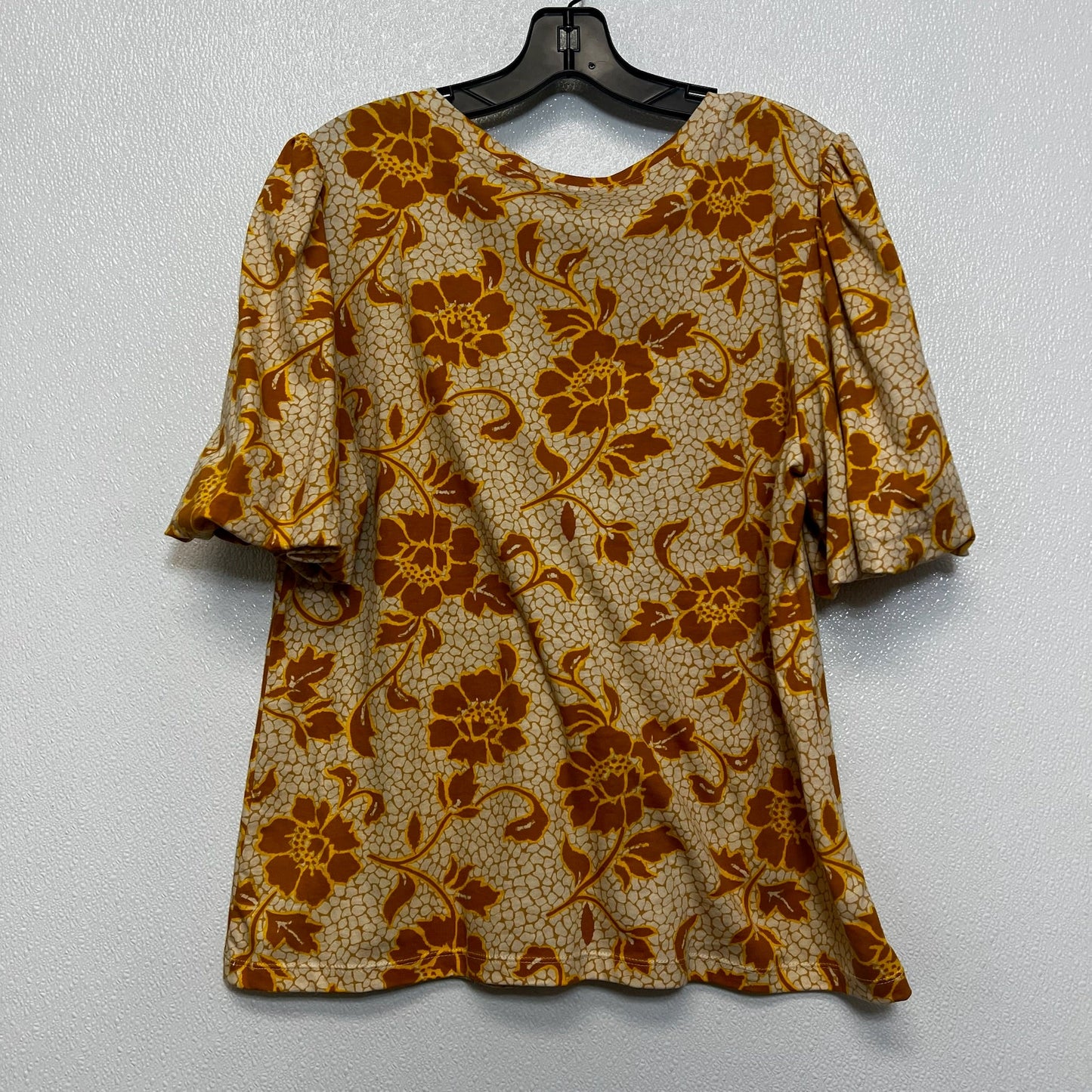 Top Short Sleeve By Ann Taylor O In Mustard, Size: L