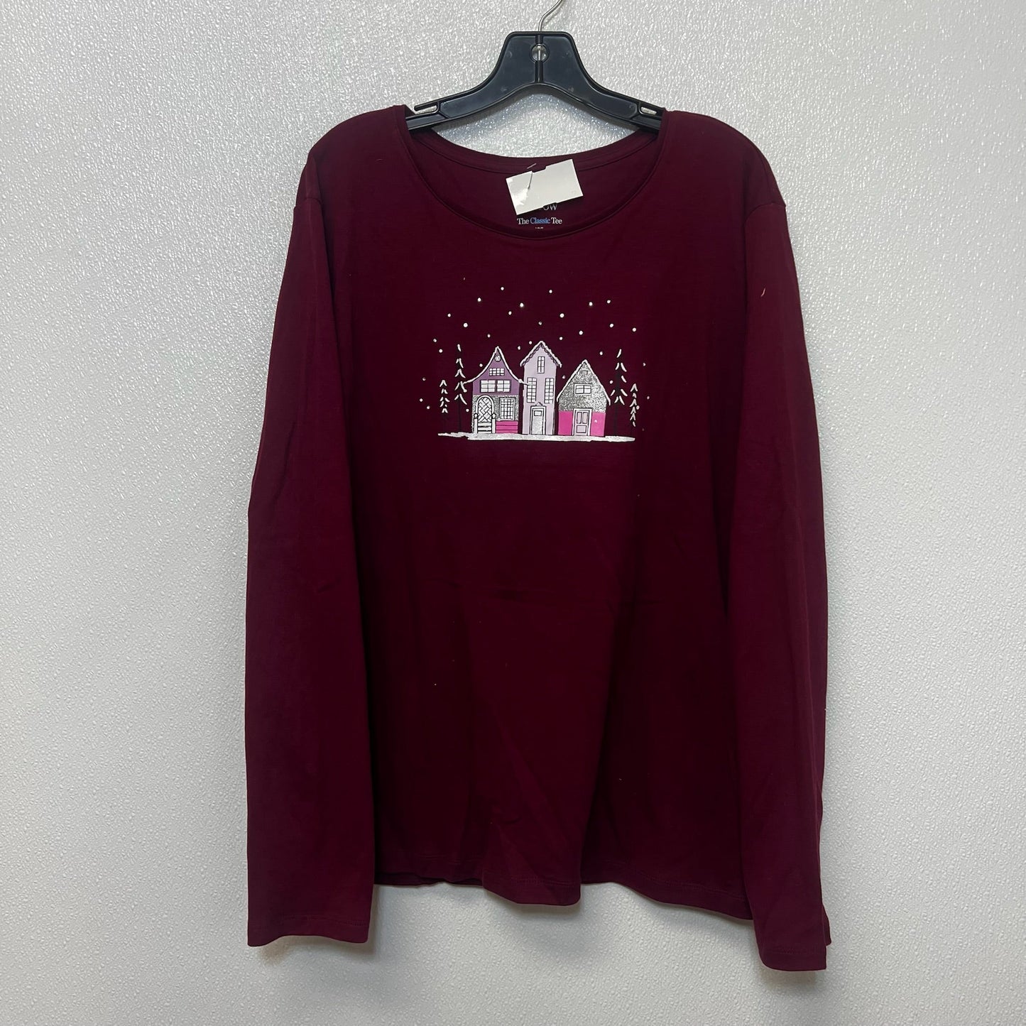 Top Long Sleeve Basic By Croft And Barrow In Wine, Size: Xxl