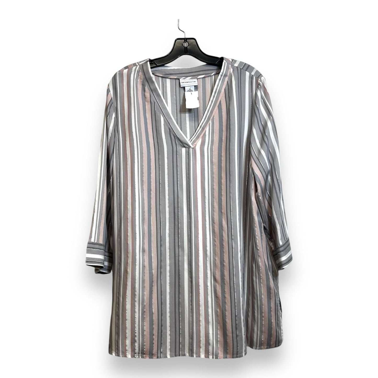 Top 3/4 Sleeve By Liz Claiborne O In Striped, Size: Xl