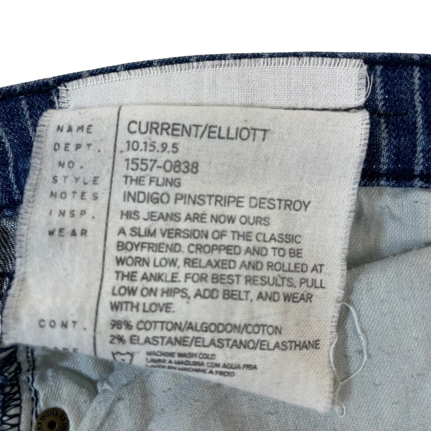 Jeans Cropped By Current Elliott In Denim, Size: 2