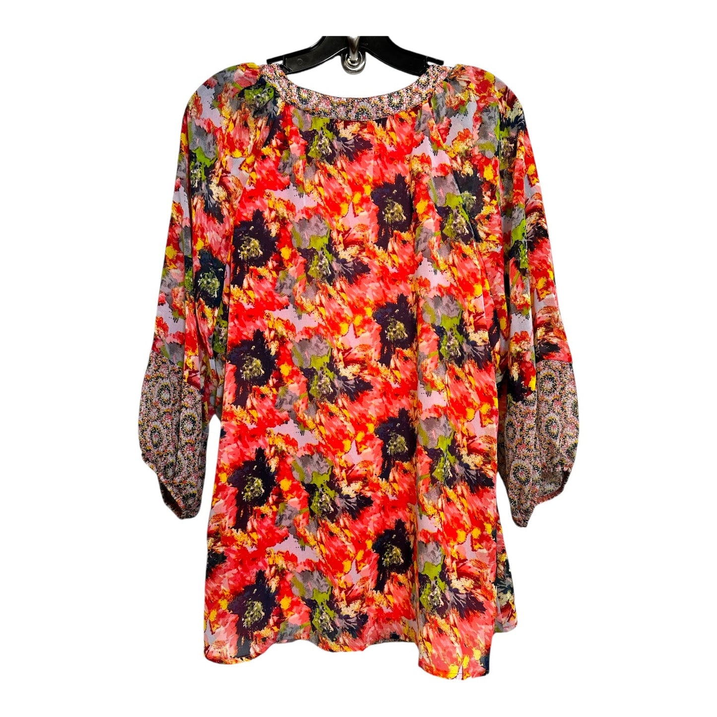 Top 3/4 Sleeve By Cme In Floral, Size: 1x