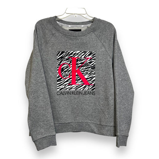 Sweatshirt Crewneck By Calvin Klein In Grey, Size: Xl