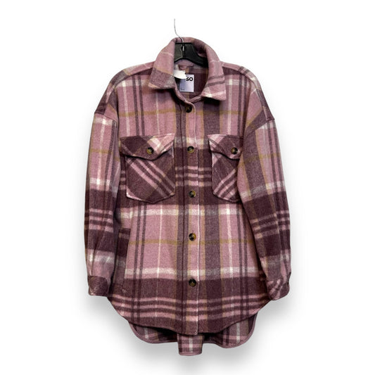 Jacket Shirt By So In Plaid Pattern, Size: S