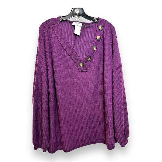 Top Long Sleeve By Zenana Outfitters In Maroon, Size: 3x