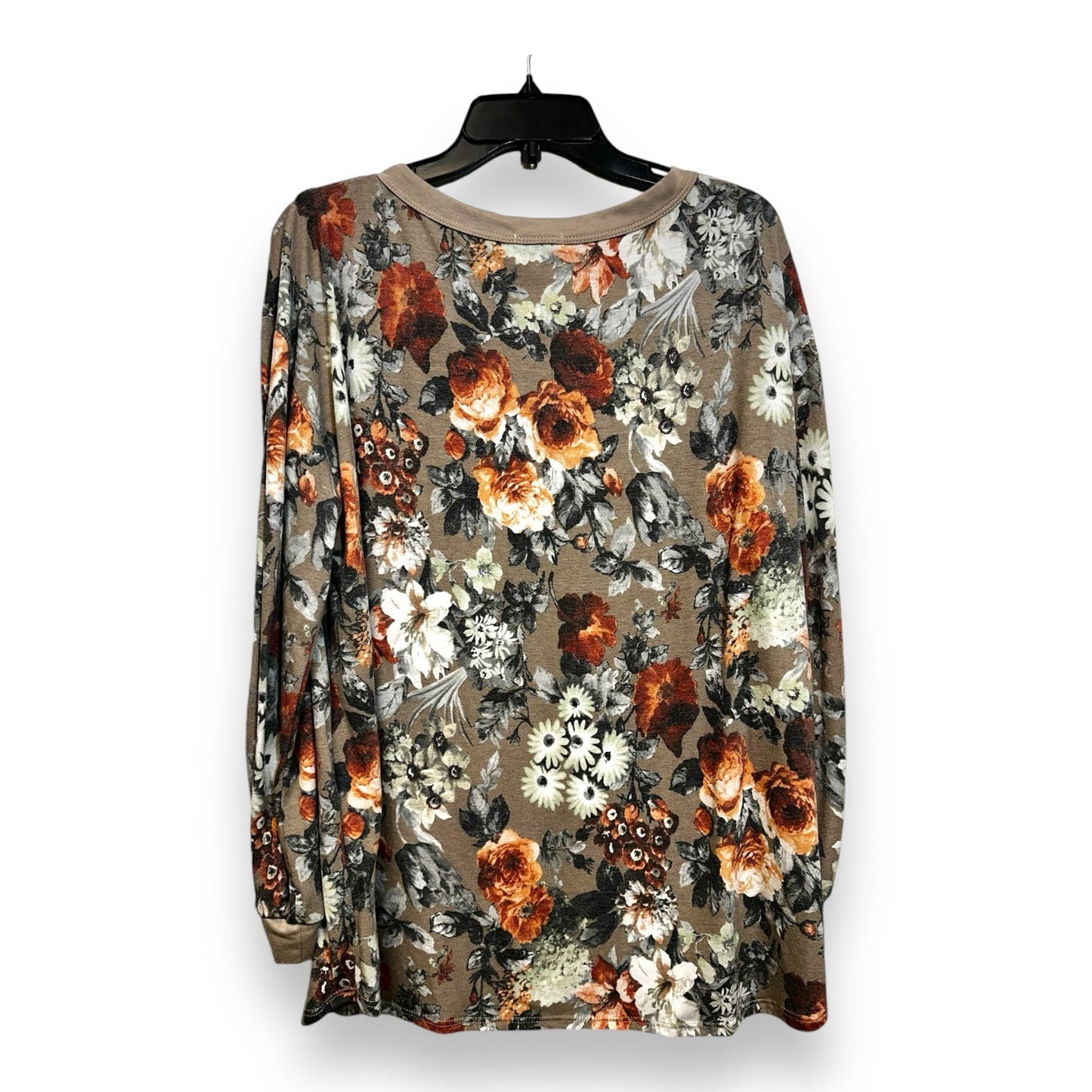 Top Long Sleeve Basic By Bibi In Floral Print, Size: Xl