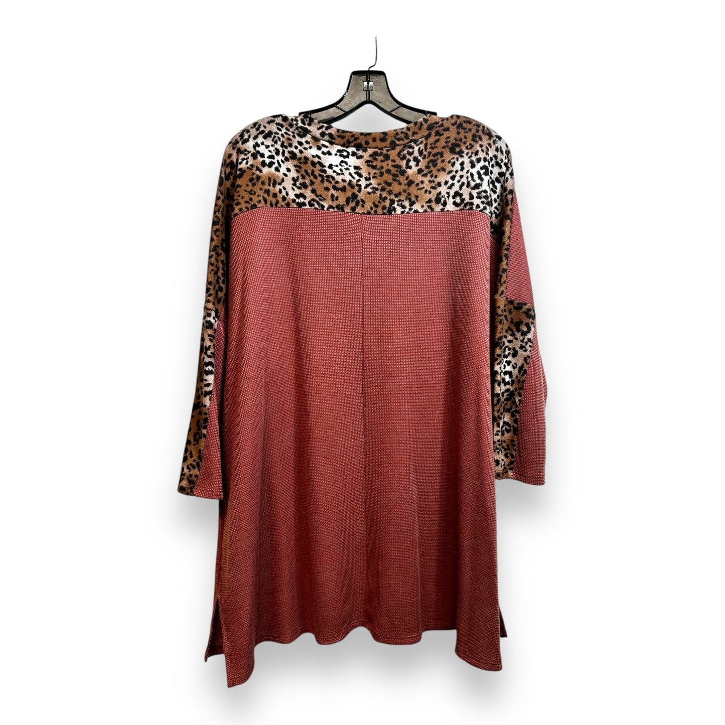 Top 3/4 Sleeve Basic By Honeyme In Animal Print, Size: Xxl