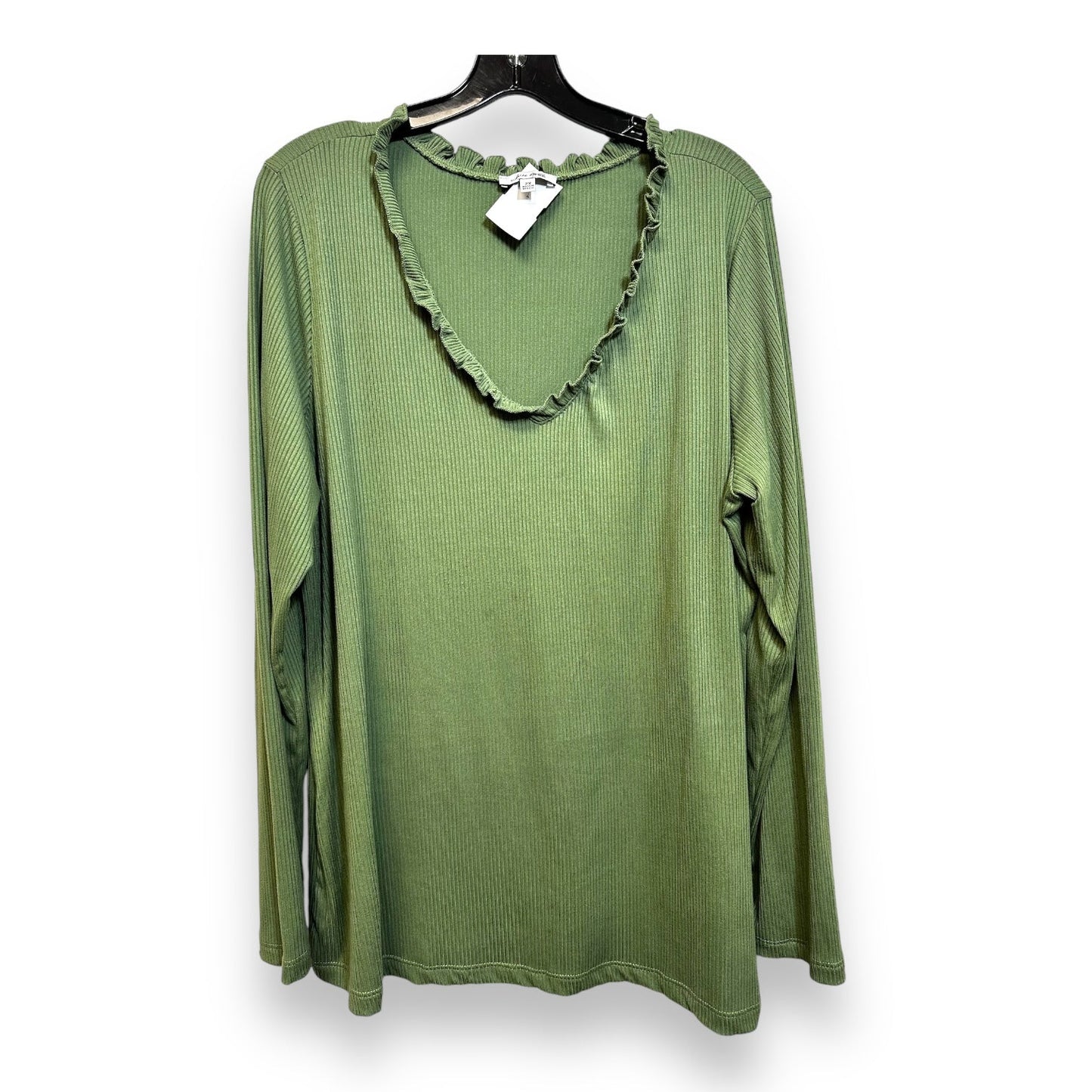 Top Long Sleeve Basic By White Birch In Green, Size: 2x