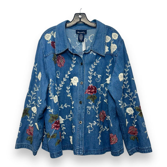 Jacket Denim By Denim And Co Qvc In Floral Print, Size: 2x