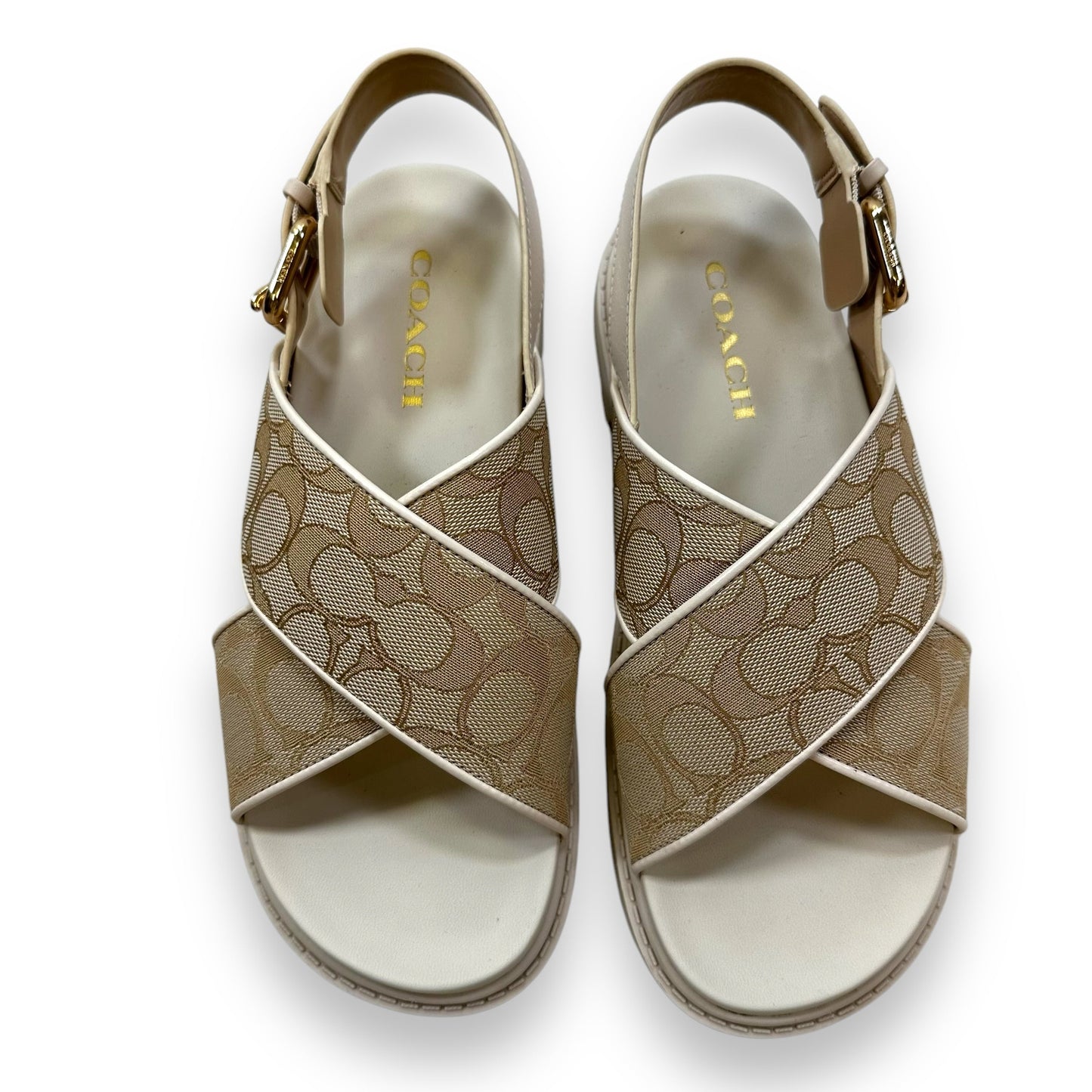 Fraser Sandal In Signature Jacquard By Coach In Beige, Size: 8