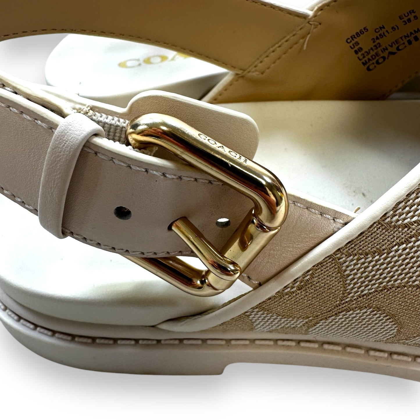 Fraser Sandal In Signature Jacquard By Coach In Beige, Size: 8