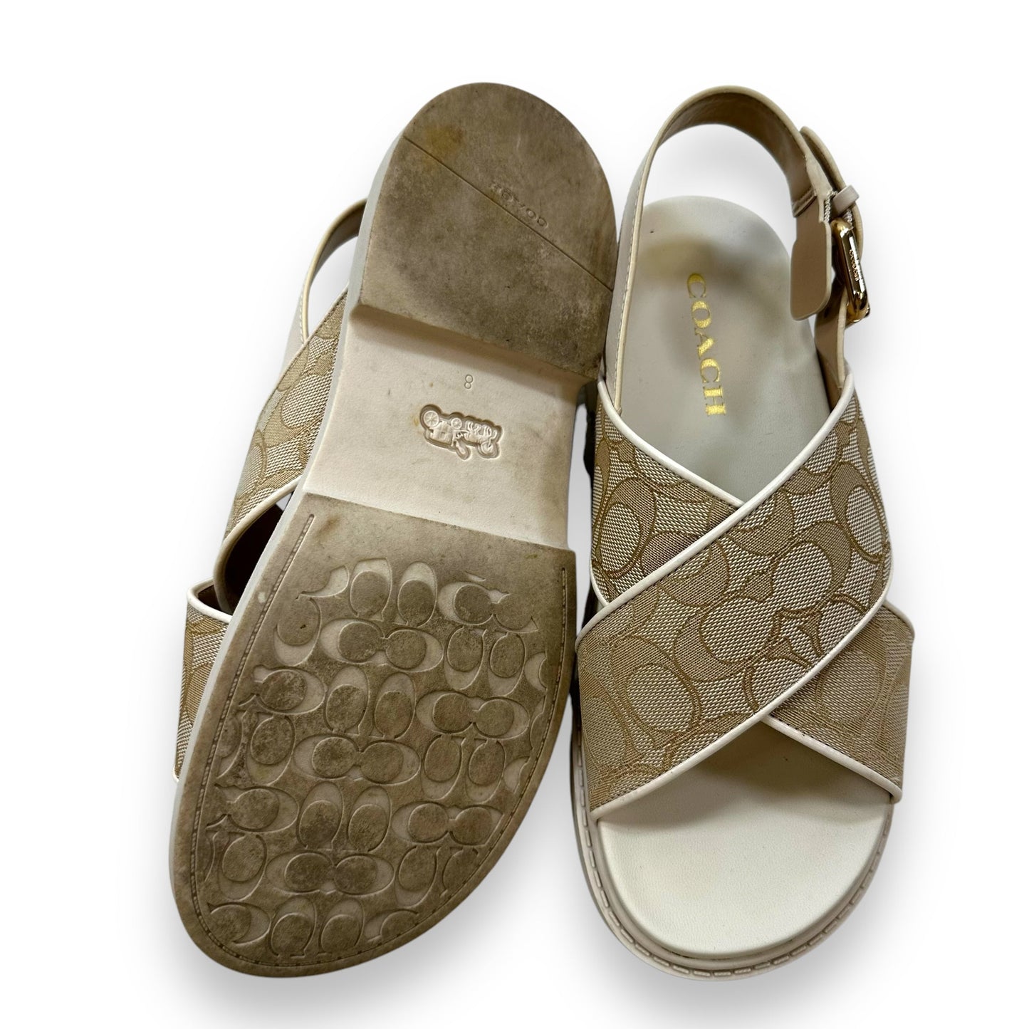 Fraser Sandal In Signature Jacquard By Coach In Beige, Size: 8