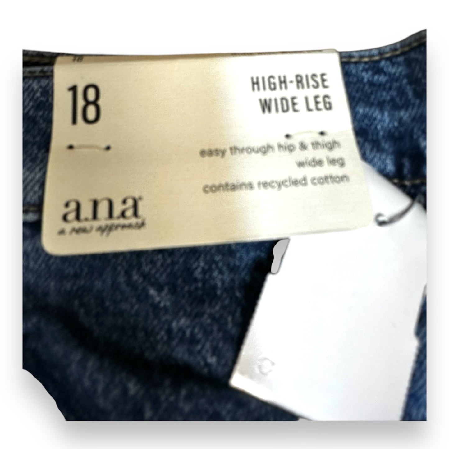 Jeans high rise Wide Leg By Ana In Blue Denim, Size: 18