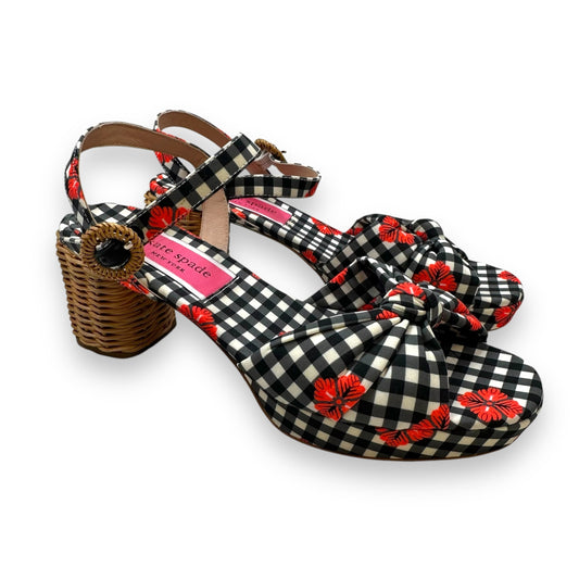 Sandals Heels Block By Kate Spade In Checkered Pattern, Size: 6