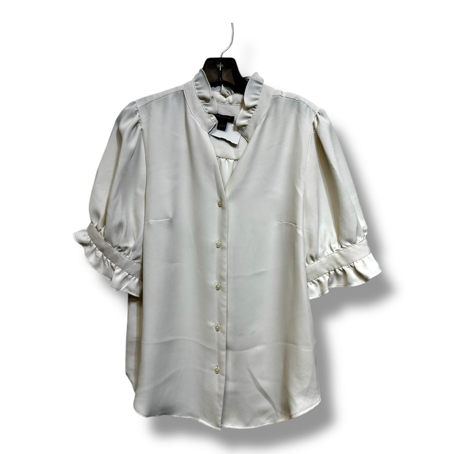 Top Short Sleeve By Ann Taylor In Ivory, Size: S