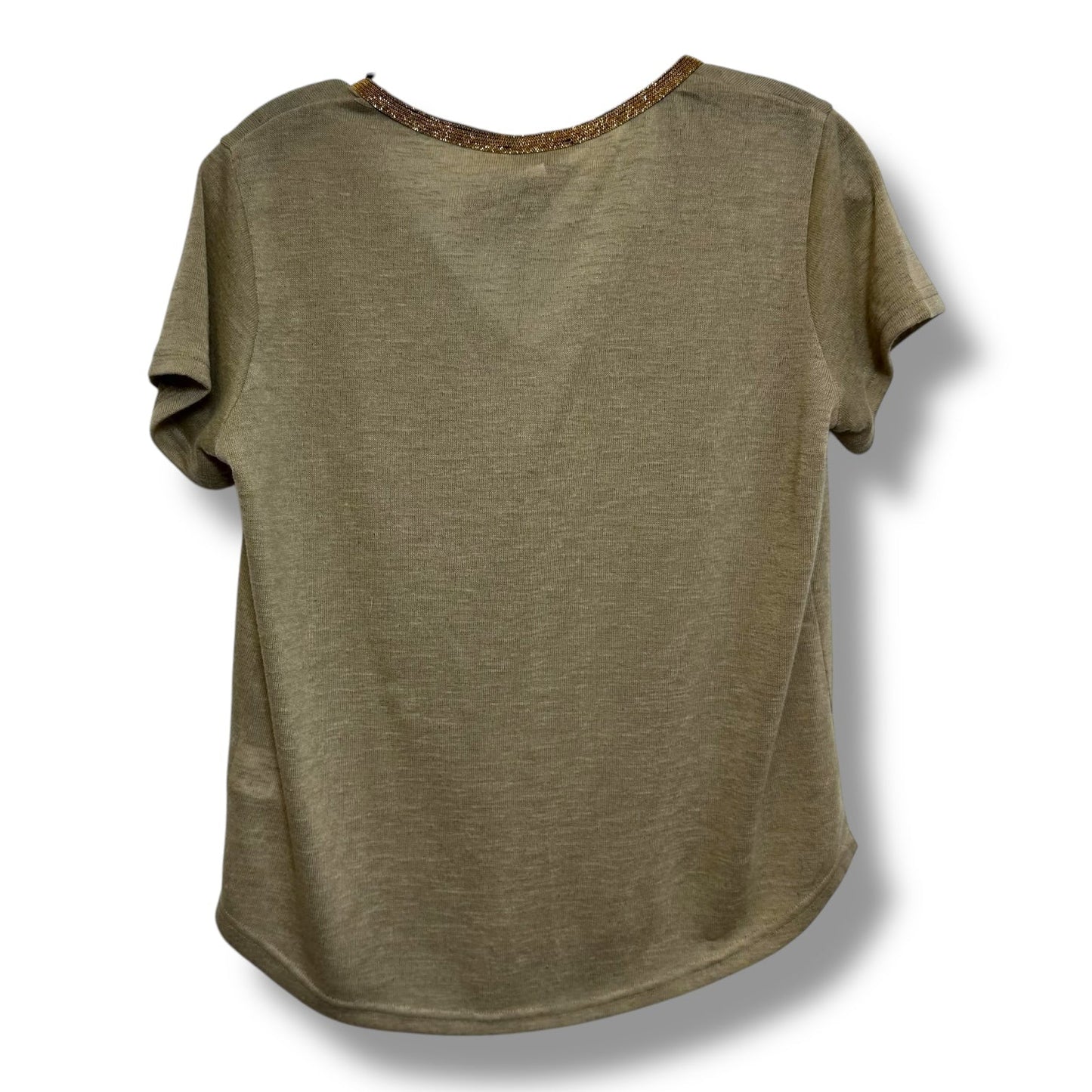 Top Short Sleeve By Molly Bracken In Tan, Size: S