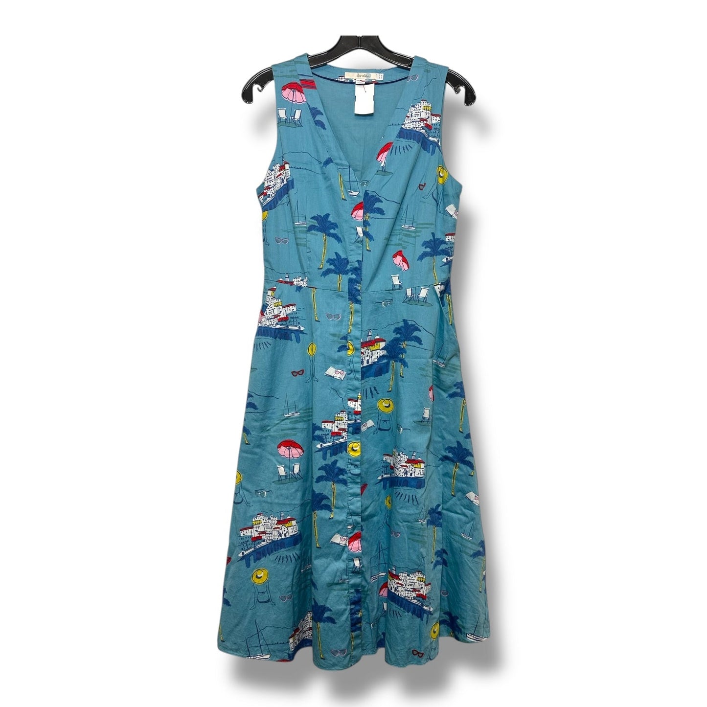 Dress Casual Midi By Boden In Aqua, Size: 8