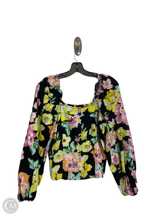 Top Long Sleeve By Who What Wear In Floral Print, Size: S