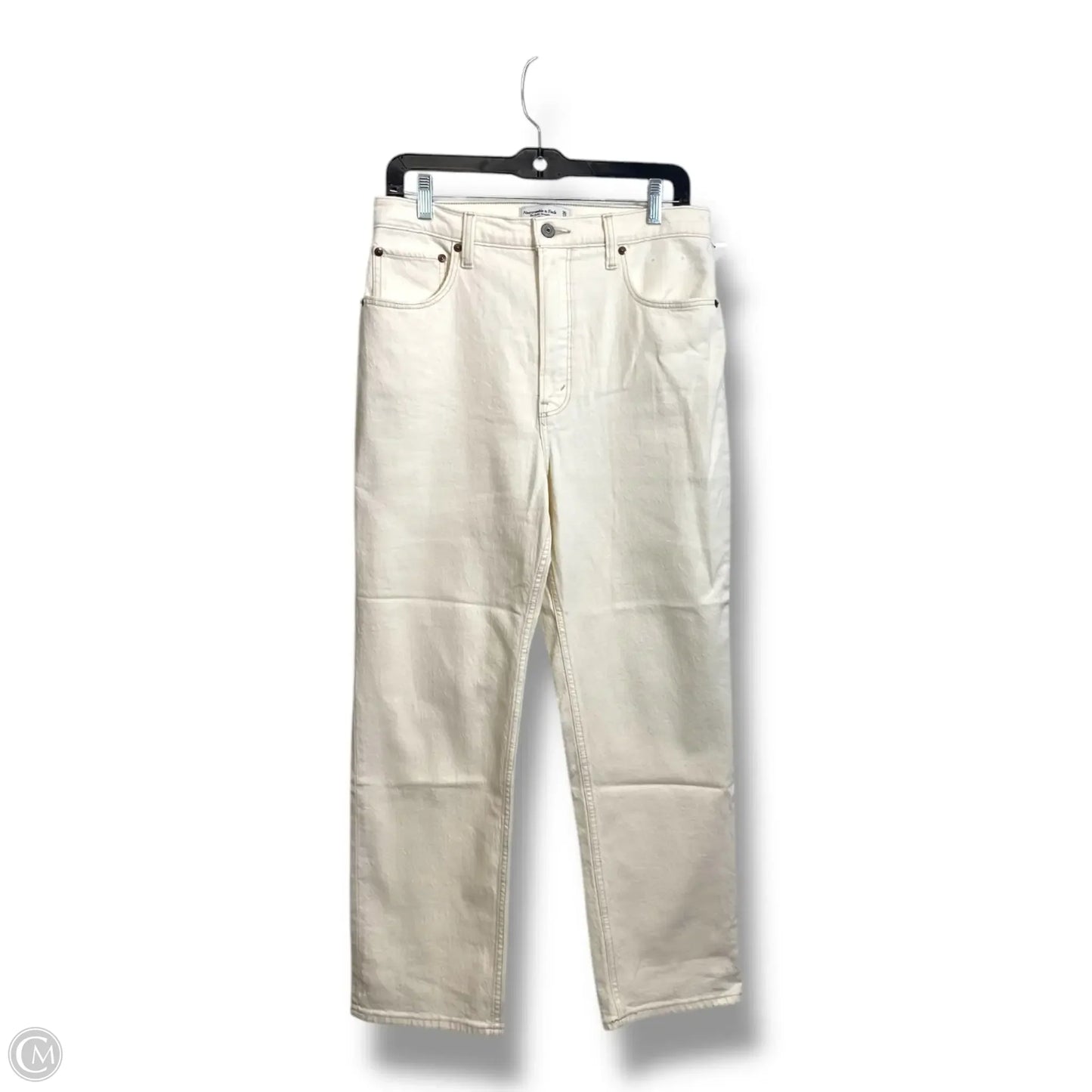 Jeans The Ankle Straight Ultra High Rise By Abercrombie And Fitch In Ivory, Size: 10