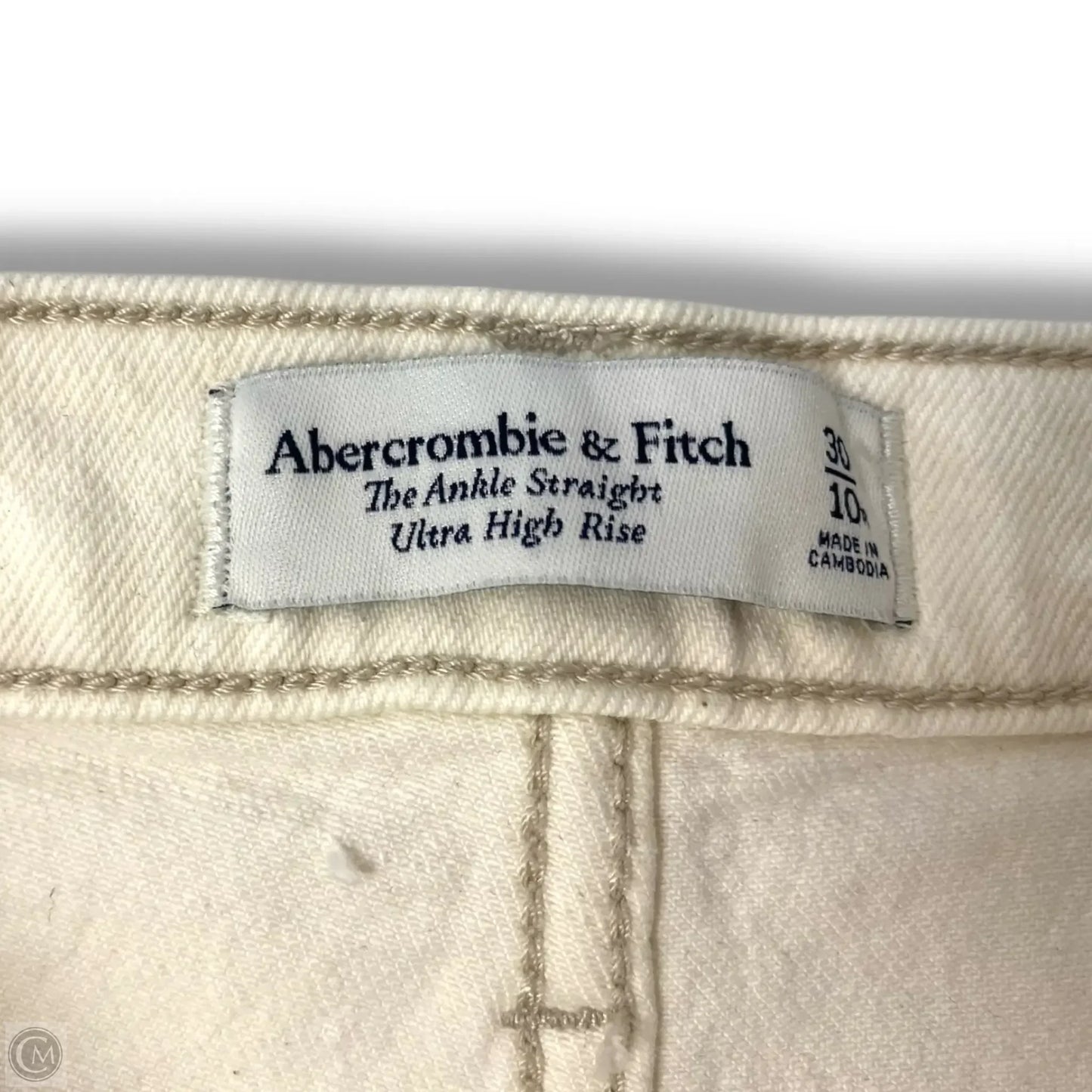 Jeans The Ankle Straight Ultra High Rise By Abercrombie And Fitch In Ivory, Size: 10