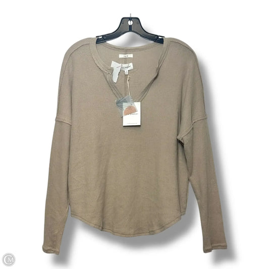 Top Long Sleeve By Blu Pepper In Tan, Size: S