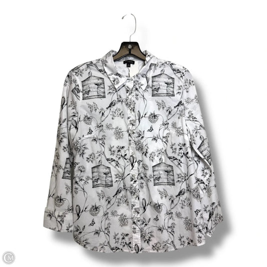 Blouse Long Sleeve By Talbots In Black & White, Size: M