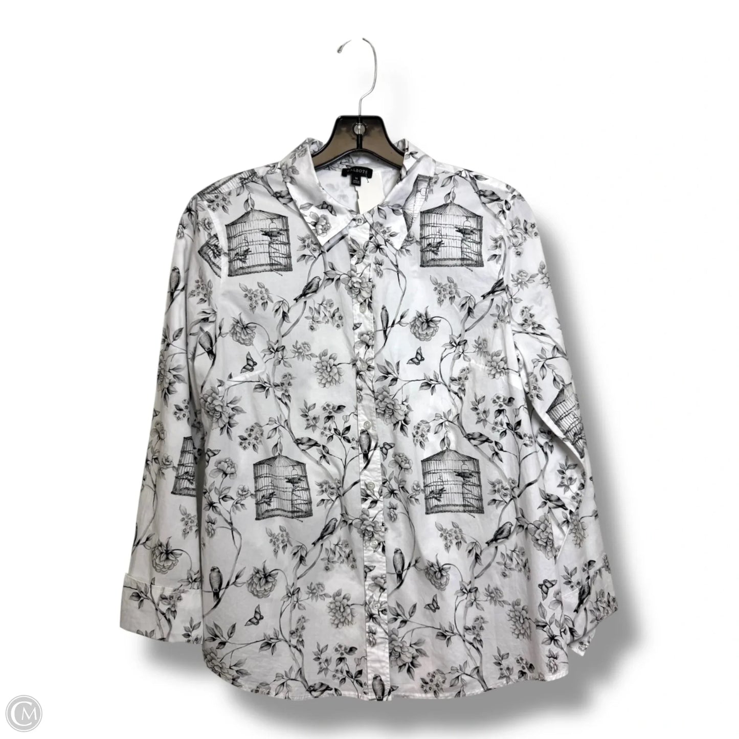 Blouse Long Sleeve By Talbots In Black & White, Size: M