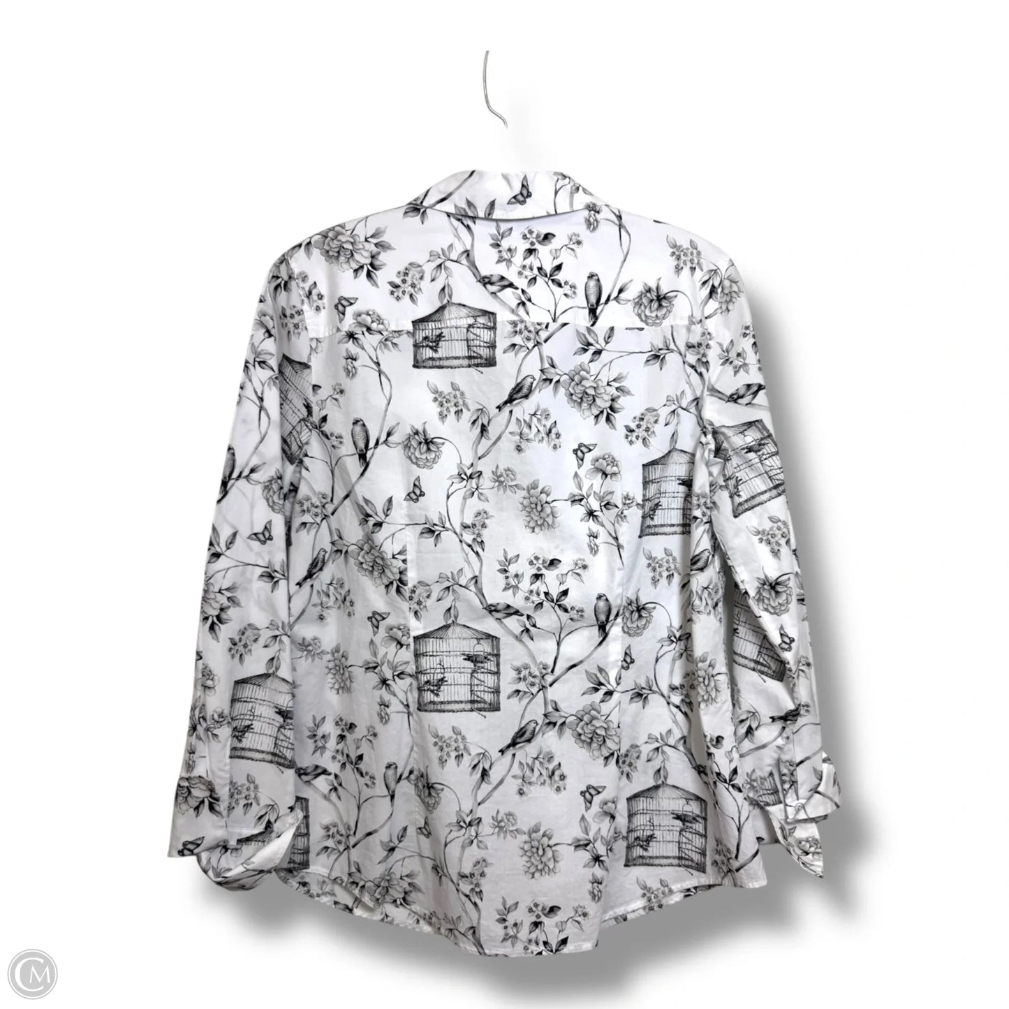 Blouse Long Sleeve By Talbots In Black & White, Size: M