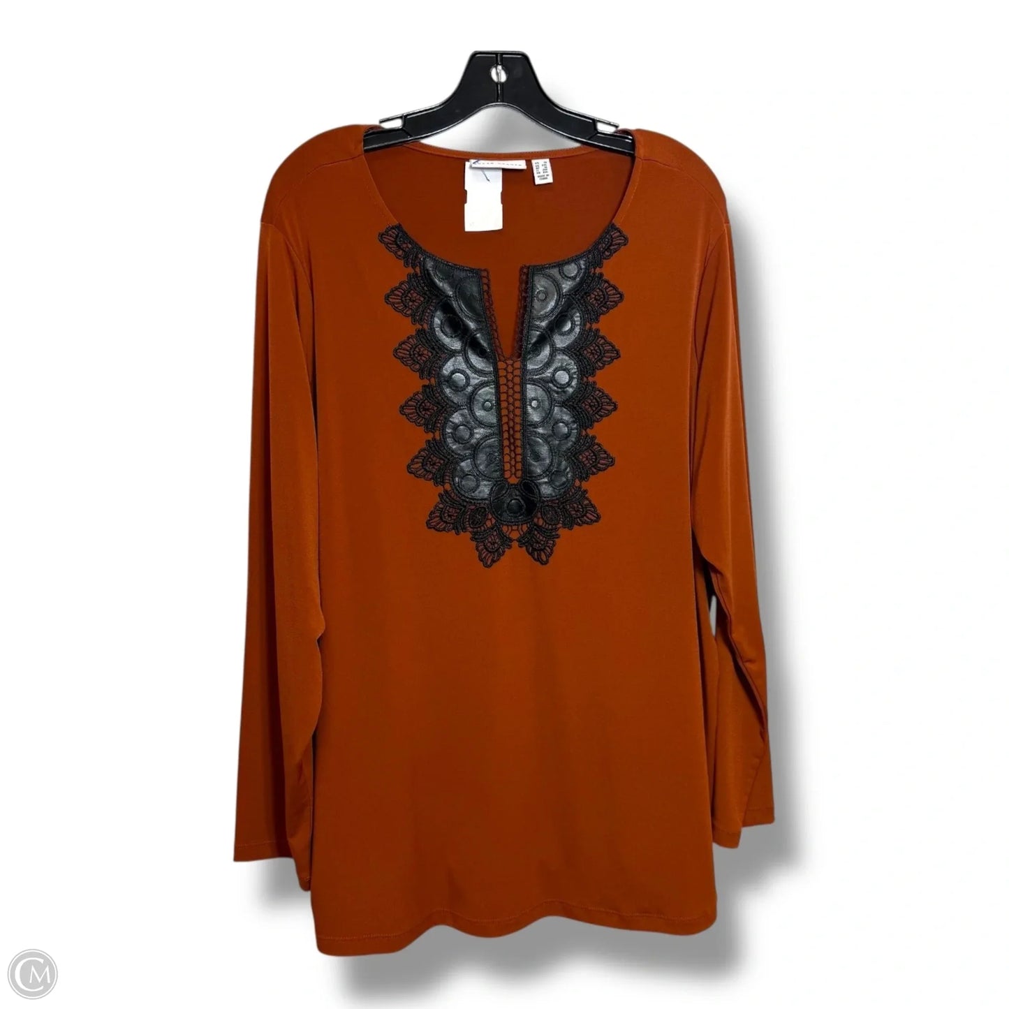 Top Long Sleeve By Susan Graver In Copper, Size: 1x