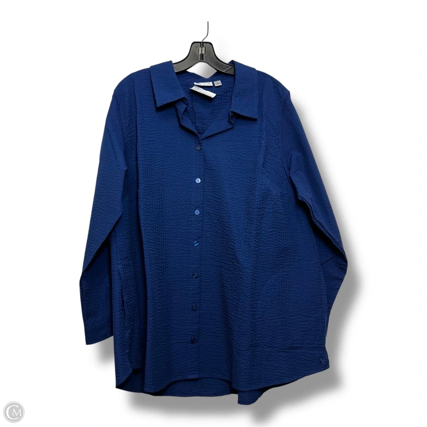 Top Long Sleeve By Joan Rivers In Navy, Size: 1x