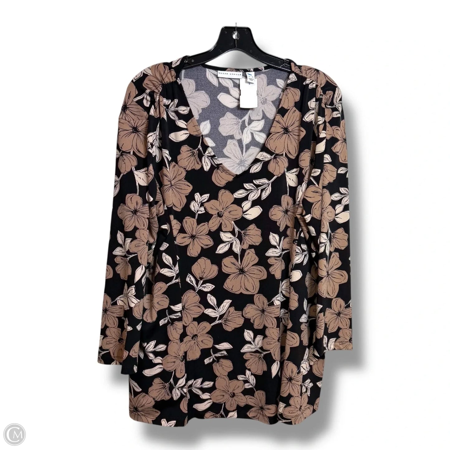 Top 3/4 Sleeve By Susan Graver In Floral Print, Size: Xl