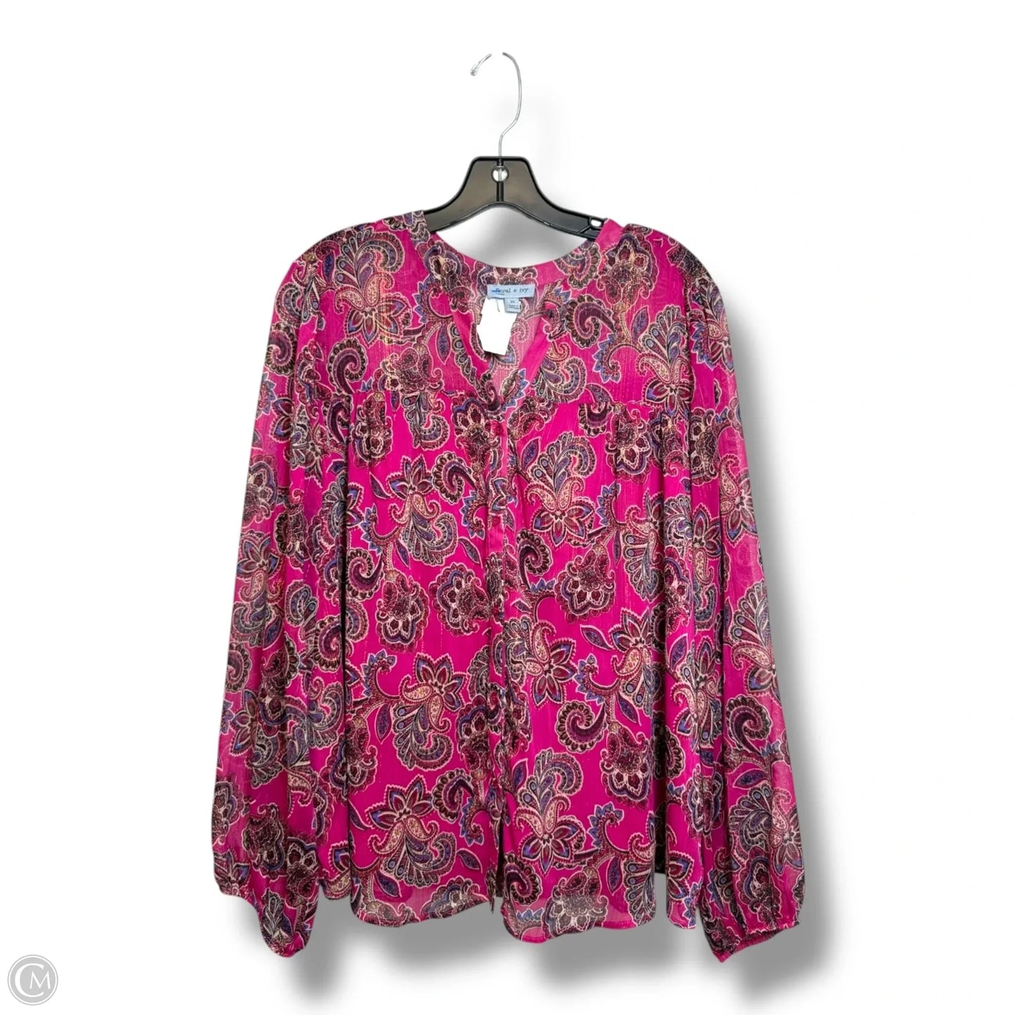 Top Long Sleeve By Clothes Mentor In Paisley Print, Size: 2x