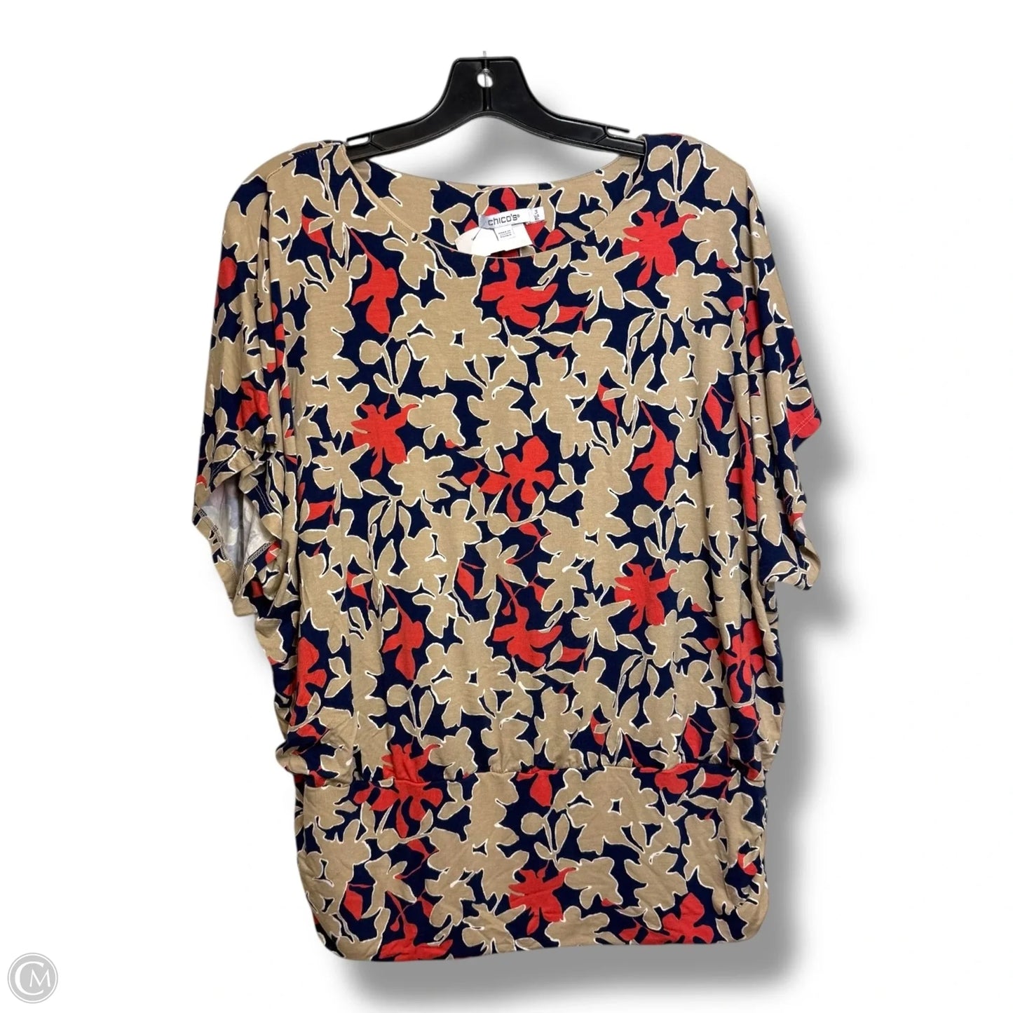 Top Short Sleeve By Chicos In Multi-colored, Size: Xl