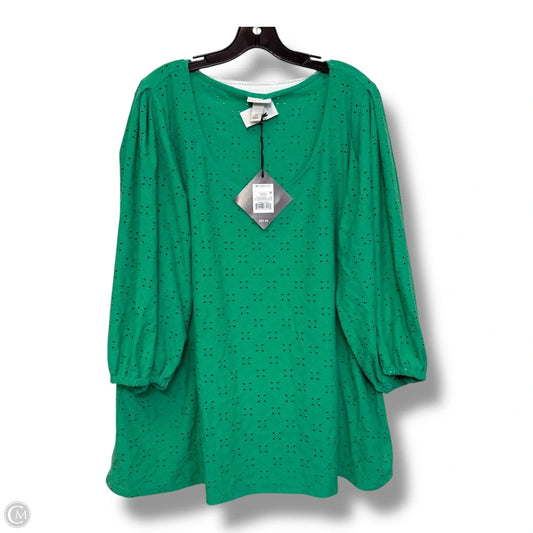 Top 3/4 Sleeve By Ava & Viv In Green, Size: 2x